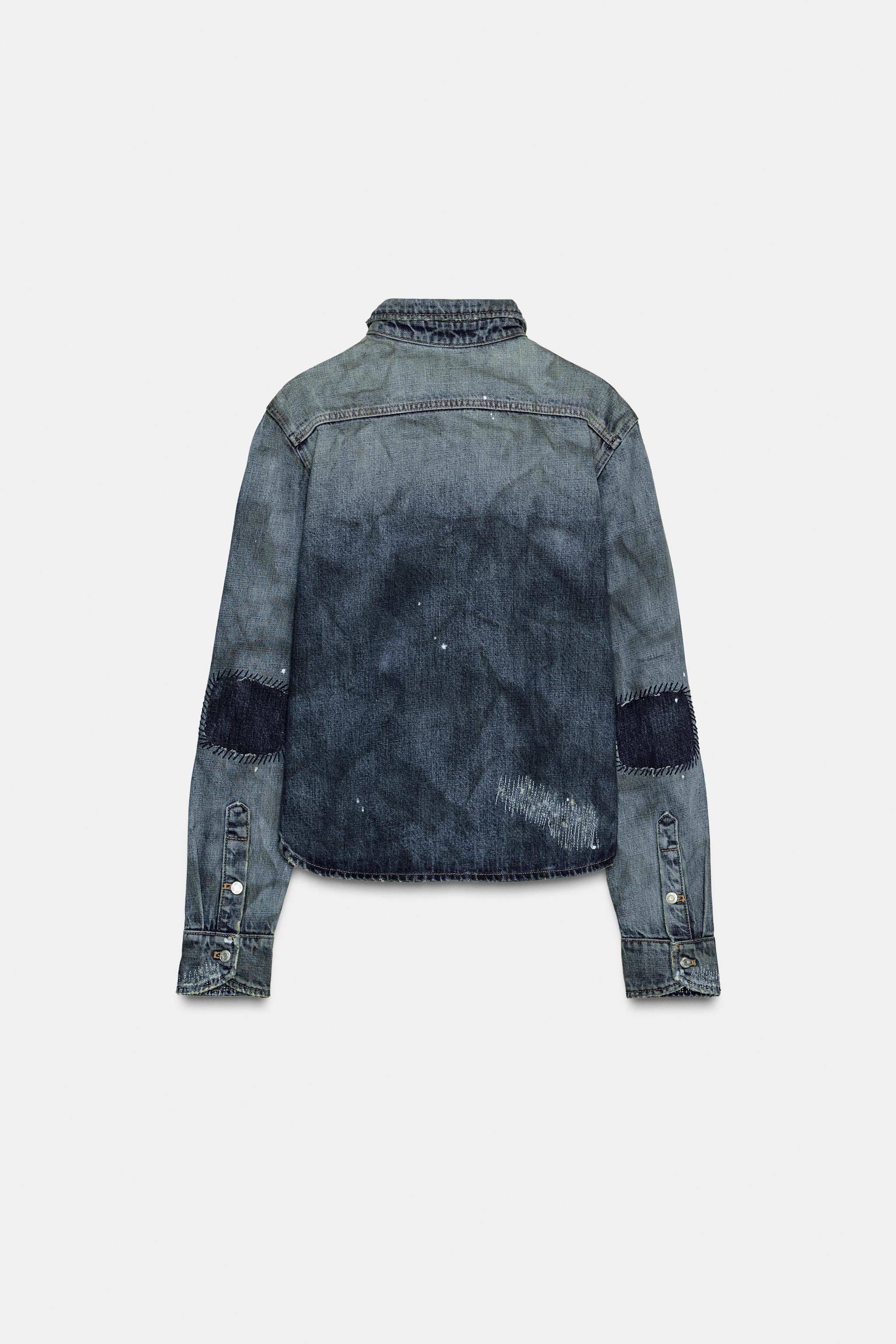 TRF RIPPED WASHED EFFECT DENIM SHIRT
